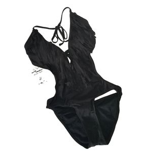 Fresh Peaches Black Fringe Monokini NWT